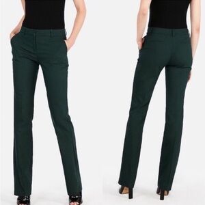 Express Women's Pants 00R Green Mid Rise Barely Boot Columnist Stretch Trousers
